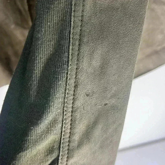 VINCE Scuba Asymmetrical Lambskin Leather green khaki suede Jacket Size large - Picture 13 of 16